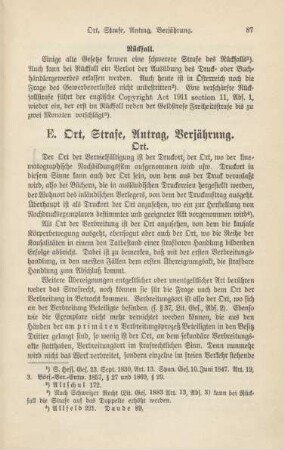 E. Ort, Strafe, Antrag, Verjährung