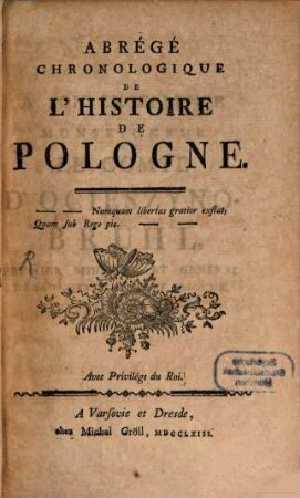 Abrégé chronologique de l'histoire de Pologne