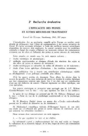 211-236, Conseil de l'Europe. Efficacité des peines et autres mesures de traitment