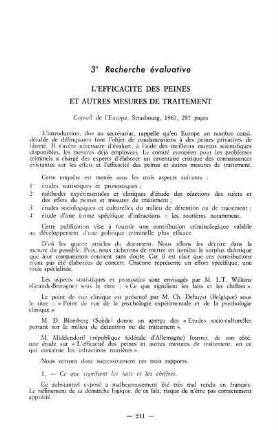 211-236, Conseil de l'Europe. Efficacité des peines et autres mesures de traitment