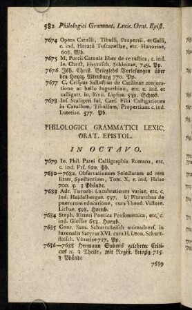 582-610, Philologici Grammatici Lexic. Orat. Epistol. In Octavo.