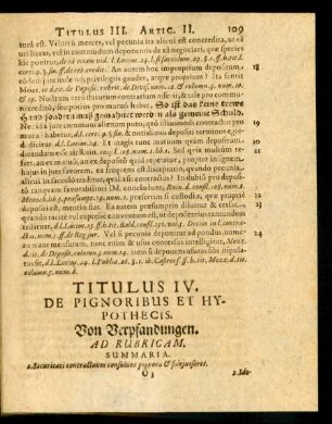 Titulus IV. De Pignoribus Et Hypotheticis. Von Verpfandungen.