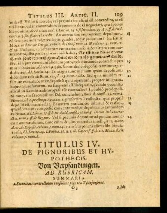 Titulus IV. De Pignoribus Et Hypotheticis. Von Verpfandungen.