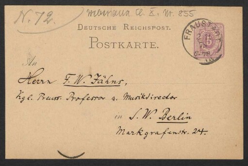Brief an Friedrich Wilhelm Jähns : 02.11.1878