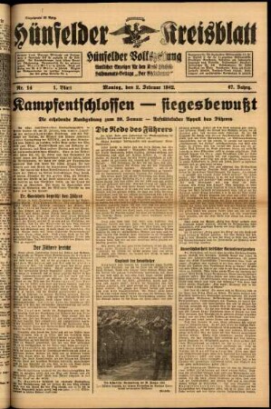 Erste Ausgabe vom Montag, den 02. Februar 1942.