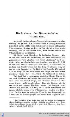 Noch einmal der Name Achalm.