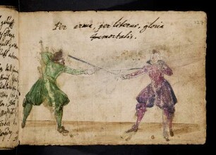 Farbzeichnung: Duellierende Adlige/Studenten
