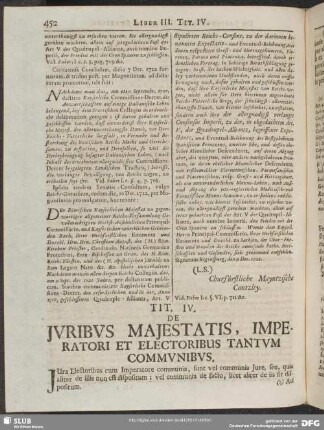 Tit. IV. De Juribus Majestatis, Imperatori Et Electoribus Tantum Communibus