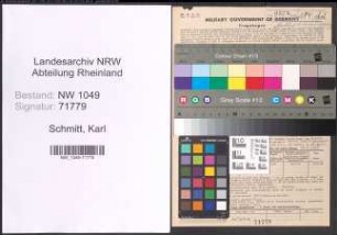Entnazifizierung Karl Schmitt , geb. 28.01.1895 (Polizeibeamter)