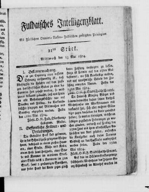 21tes Stück, Ausgabe vom 23. Mai 1804