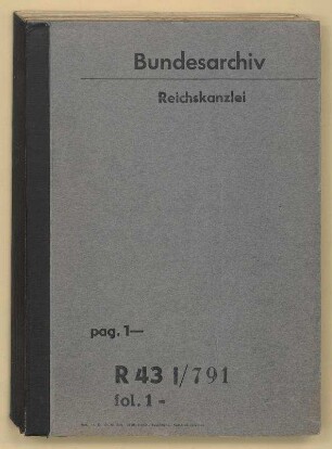 Reichsschulgesetz. - Handakten Staatssekretär Dr. Pünder: Bd. 1