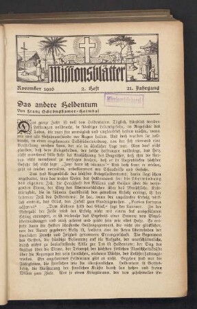November 1916 2. Heft. 21. Jahrgang