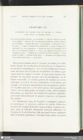 Chapitre III. Distribution des fossiles dans les couches - Fossiles d'eau douce et fossiles marins
