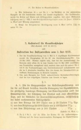 2. Kostentarif für Grundbuchsachen