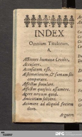 Index Omnium Titulorum.