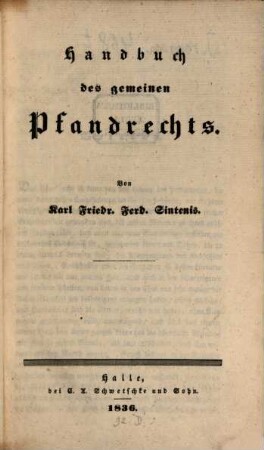 Handbuch des gemeinen Pfandrechts
