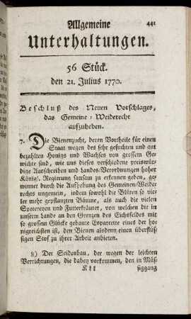 56 Stück. den 21. Julius 1770.