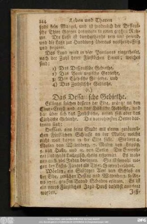 (1.) Das Dessauische Gebiethe.