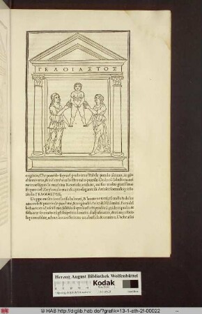 [Zwei Frauen, einen Jüngling in die Lüfte hebend, in Architekturrahmen]