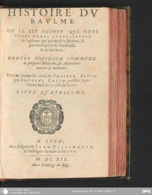 L' histoire du baulme