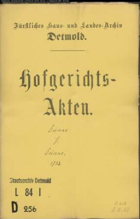 Dünne, Jobst Henrich zu Kalldorf gegen Christoph Dünne zu Kalldorf - Abtretung elterlicher Güter