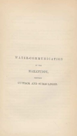 Water-communication by the Mahanuddy, between Cuttack and Sumbulpore