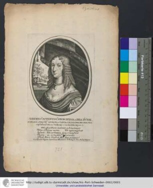 Sereniss.a Potentiss.a Principissa ac Dna. D.a Christina D.G. Suecorum Gothor. ac Vandalor. Regina, Magna Princip. Finland. Ducissa Esthoniæ & Careliæ, Dnd. Ingriæ etc.
