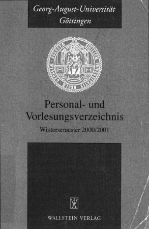 WS 2000/2001: Personal- und Vorlesungsverzeichnis ...