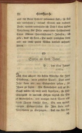 49. Sophie an ihren Vater. B .. den 1sten Jenner 1760.