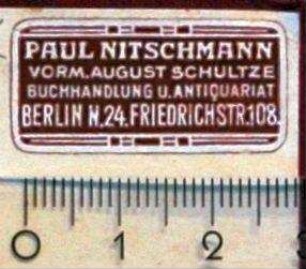 Paul Nitschmann, Buchhandlung und Antiquariat / Etikett:Buchhändler/Buchhändlerin