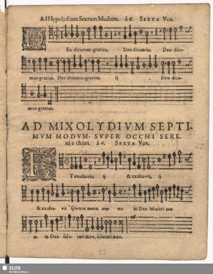 Ad mixolydium septimum modum: super occhi sereni e chiari. à 6