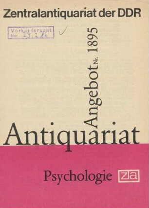 Nr. 1895: Psychologie