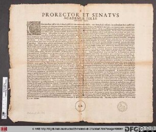 Prorector Et Senatus Academiae Iuliae Civibus Suis