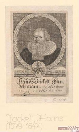 Hans Jackett, Handelsmann; geb. 1579; gest. 1647