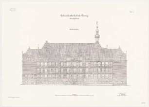 Hauptgebäude der Technischen Hochschule Danzig: Ostansicht 1:100