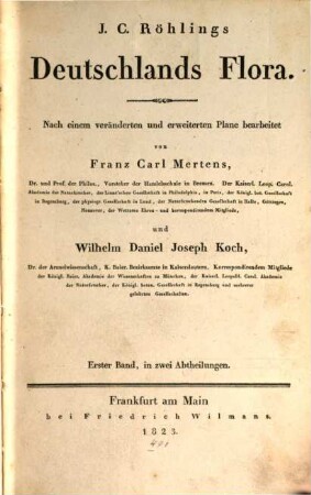 J. C. Röhlings Deutschlands Flora, 1,1