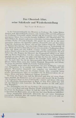 Der Oberrieder-Altar, seine Schicksale und Wiederherstellung.
