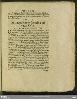 Caput III. De Impositione silentii a privatis facta