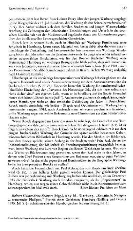 Aby M. Warburg, "Ekstatische Nymphe... trauernder Gott", Porträt eines Gelehrten, Robert Galitz/ Brita Reimers (Hrsg.), (Schriftenreihe der Hamburgischen Kulturstiftung, 2) : Hamburg, Dölling und Galitz, 1995