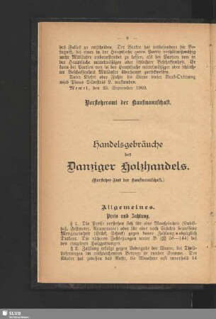 Handelsgebräuche des Danziger Holzhandels : (Vorsteher-Amt der Kaufmannschaft)
