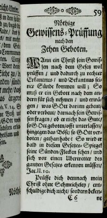 Nöthige Gewissens-Prüffung nach den Zehen Geboten