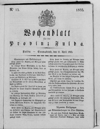 Nr. 15, Ausgabe vom 11. April 1835
