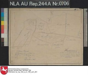 Landflächen der Domäne SCHOO und angrenzende Moorflächen als Forstgebiete des Forstortes Schoo Kolorierte Zeichnung von Müller Papier Format 37,5x28,3 M unbekannt