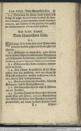Das XXXI. Capitel. Vom schuppichten Urin
