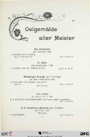 Ölgemälde alter Meister (Nr. 1-119)