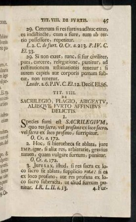 45-69, Tit. VIII. De Sacrilegio, Plagio, Abigeatu, [...]