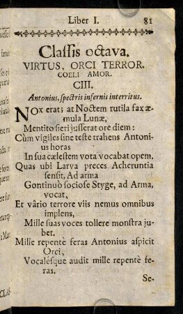 81-96, Classis octava. Virtus, Orci Terror. Coeli Amor.