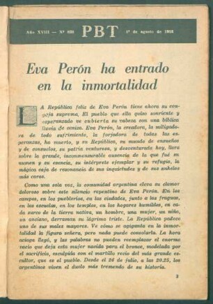 Eva Perón ha entrado en la inmortalidad