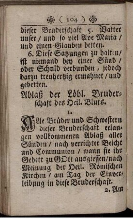 Ablaß der Löbl. Bruderschaft des Heil. Bluts.