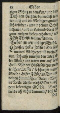 Gebet um ein seliges Ende.